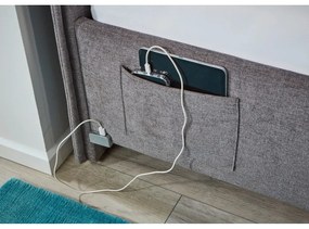 Pat pentru copii gri pe colț tapițat fără somieră 120x200 cm Fun – Meise Möbel