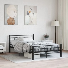 285278 vidaXL Cadru de pat, negru, 140 x 200 cm, oțel