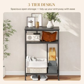 HOMCOM Consolă cu 3 Rafturi din Metal și Lemn, 55x30x81 cm, Negru | Aosom Romania