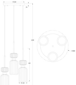 Lustră pe cablu MOLLY 3xE14/40W/230V d. 38 cm colorat