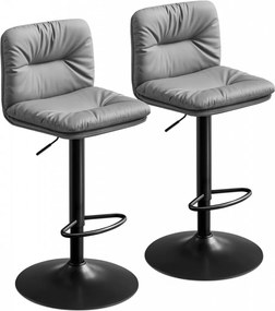 Set 2 scaune bar, 47 x 41 x 89-110 cm, piele ecologica / metal, gri, Vasagle