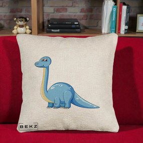 Perna Personalizata Brontosaur Albastru, 40x40 cm, Bej Canapea, Husa Detasabila, Perna Inclusa, BEKZ®