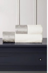Set prosop și prosop de corp COLIBRI, 2 buc Alb – Broderie gri Set (prosop 50x100cm, prosop de corp 75x150cm)