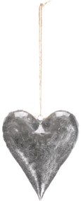 Inimă metalică suspendată, argintie, 15 x 2 x 18cm