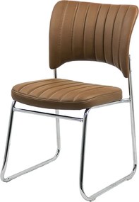 Scaun vizitator maro HRC 613 din piele ecologică și cadru cromat