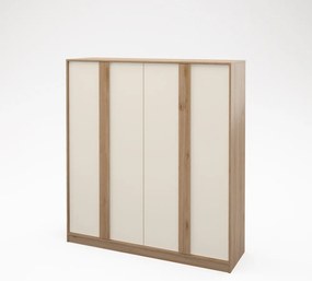 Șifonier crem/în culoare naturală cu aspect de lemn de stejar 180x197,5x53 cm Dennis – Marckeric