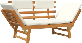 vidaXL Bancă de grădină 2-în-1, cu perne, 190 cm, lemn masiv de acacia