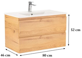 Dulap inferior Vario Forte 80 cu lavoar stejar-stejar