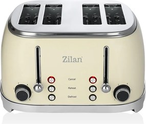 Prajitor de paine Retro Zilan ZLN1214, 4 felii de paine, 1500W, 6 trepte, dezghetare, reincalzire, picioruse antiderapante