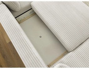 Colțar crem extensibil/cu spațiu de depozitare cu tapițerie din catifea reiată (cu colț pe partea dreaptă/în formă de "U") Lucien – Bobochic Paris