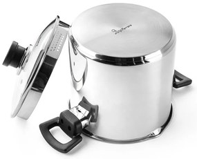 Cratiță adâncă Luigi Ferrero Sophia FR-3407, 20x18 cm, 5.6 l, Oțel 18/10, Capac din sticlă cu gaură pentru abur, Inducție, Inox