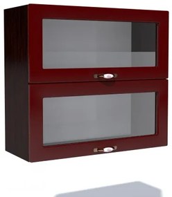 Corp superior vitrina 80 cu 2 usi orizontale Zebra MDF rosu simplu