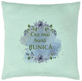 Perna Decorativa pentru Bunica 2, 40x40 cm, Verde Menta, Husa Detasabila, Burduf