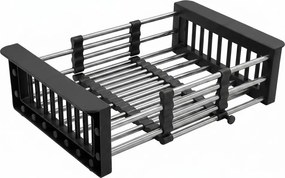 Cos scurgere telescopic Rea dreptunghiular negru mat-inox 47x22.5 cm