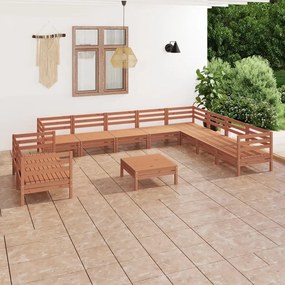 3083202 vidaXL Set mobilier de grădină, 11 piese, maro miere, lemn masiv pin