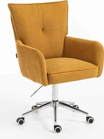 HR250K Scaun Catifea Reiată Premium Ruloare Curry Galben Bază Cromata