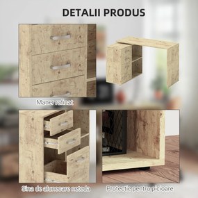 HOMCOM Birou de Colț pentru PC cu 2 Sertare și Rafturi Deschise, Birou de Colț în Formă de L, 117x83,5x76 cm, Lemn Natural | Aosom Romania