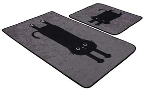 Covorașe de baie negre-gri 2 buc. 60x100 cm Comfort – Foutastic