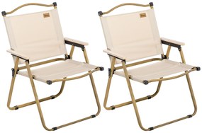 Outsunny Set de 2 scaune de camping scaun de pescuit pliant - tesatura Oxford si structura din otel 54 x 59 x 78 cm kaki | Aosom Romania
