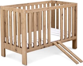 Pătuț lemn masiv alb pentru bebeluși Amelie II 120×60 cm /Stejar - Stejar deschis, Nu