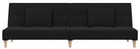 Canapea extensibila cu 2 locuri, 2 perne, negru, textil Negru, Fara suport de picioare
