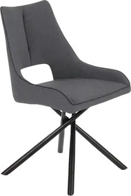 Scaun tapitat K409, gri inchis/negru, stofa clasica/metal, 49x52x84 cm