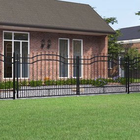 vidaXL Poartă de gard cu vârf tip suliță, neagră, 406x125 cm, oțel vopsit în câmp electrostatic