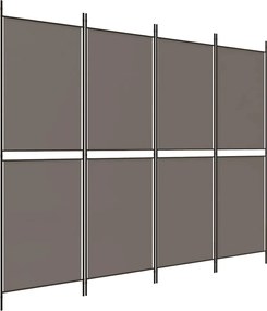 vidaXL Paravan de cameră cu 4 panouri, antracit, 200x220 cm, textil