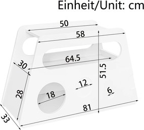 Măsuță laterală cu roți, colțuri rotunjite, mobilă, economisitoare de spațiu, pentru living și dormitor, 81x33x51,5 cm, Albă