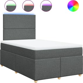 vidaXL Pat box spring cu saltea, gri închis, 120x200 cm, textil