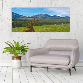 Tablou - Cerb în luncă (120x50 cm)