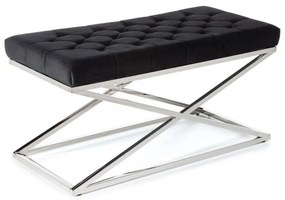 Bancă matlasată SALIBA 50x97 cm crom/neagră