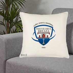Perna Personalizata CSO Tricolorul Breaza 1951, 40x40 cm, Crem Reliefat, Husa Detasabila, Perna Inclusa, BEKZ®