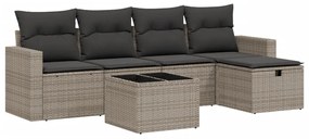 3263476 vidaXL Set mobilier grădină cu perne, 6 piese, gri, poliratan