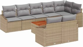 vidaXL Set de canapele pentru grădină 9 pcs Beige și gri deschis