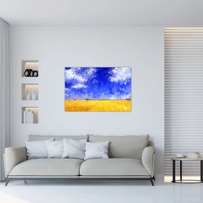Tablou - Pictură în ulei, câmp auriu (90x60 cm)