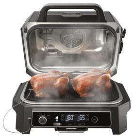 Gratar electric Ninja OG850EU, 1700W, 4 programe, 45x29 cm, 240°C, Ceramica Plocha, Tehnologie Woodfire, IPX4, Negru