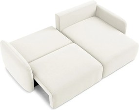 Colțar crem extensibil/cu spațiu de depozitare cu tapițerie din catifea (cu colț pe partea dreaptă/cu șezlong) Kalena – Makamii