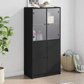 vidaXL Dulap înalt cu uși, negru, 68x37x142 cm, lemn compozit