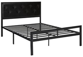 Cadru pat metalic Hanna cu grilaj cadou-160x200 cm-negru