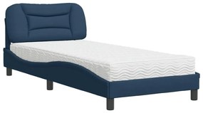 3208505 vidaXL Pat cu saltea, albastru, 90x190 cm, textil