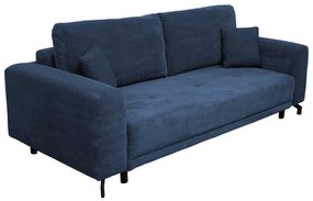 Canapea VEGA extensibila, 3 locuri, cu arcuri si lada depozitare, albastru, 237x110x73 cm