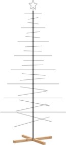 vidaXL Brad de Crăciun din metal cu bază din lemn, negru, 210 cm