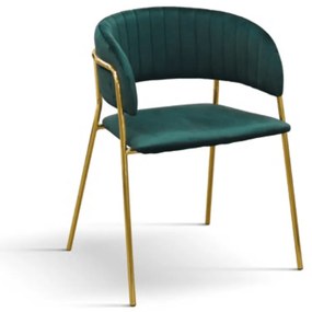 Scaun Milano, structura metalica aurie, catifea - VERDE INCHIS - CATIFEA - AURIU - STANDARD