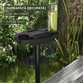 Outsunny Suport pentru hamac 9,4ft si suport lateral pentru tava, Suport pentru plasa de hamac cu cadru din otel, pentru hamacuri stil plasa