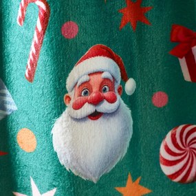 Pătură verde din micropluș/cocolino 130x170 cm cu model de Crăciun Christmas Icons – Catherine Lansfield