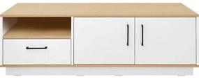 Suport TV TISANE cu dulapuri si sertar 160x50cm, stejar/alb