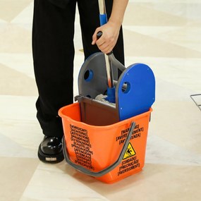 HOMCOM Cărucior Profesional de Curățenie cu 3 Rafturi, Sac pentru Gunoi și Găleată, 111x63,3x103 cm, Gri | Aosom Romania