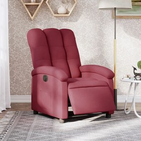 vidaXL Fotoliu rabatabil electric, roșu vin, material textil
