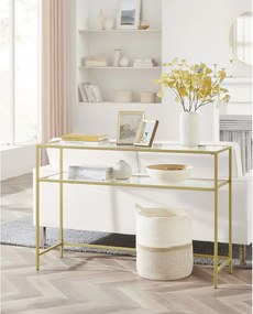 Consola Carolina din sticla si metal culoare auriu, 90x80x30 cm